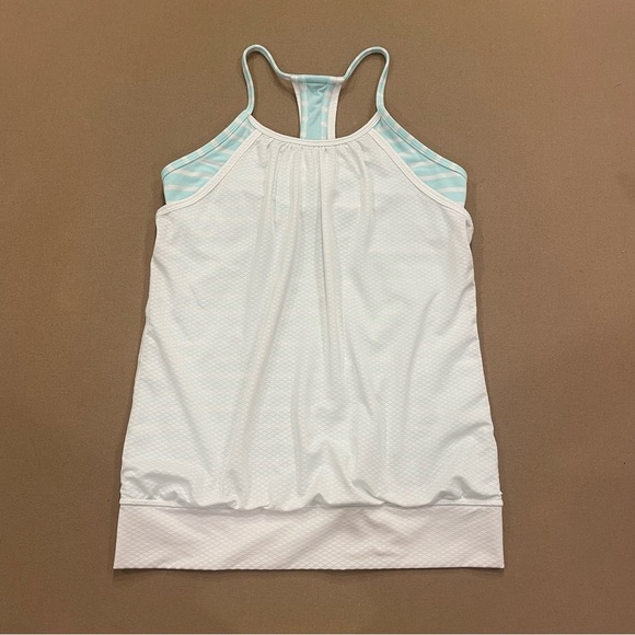 Ivivva by lululemon Girl’s Double Dutch Tank Top Blue & White Stripe Size 14 - Picture 1 of 13